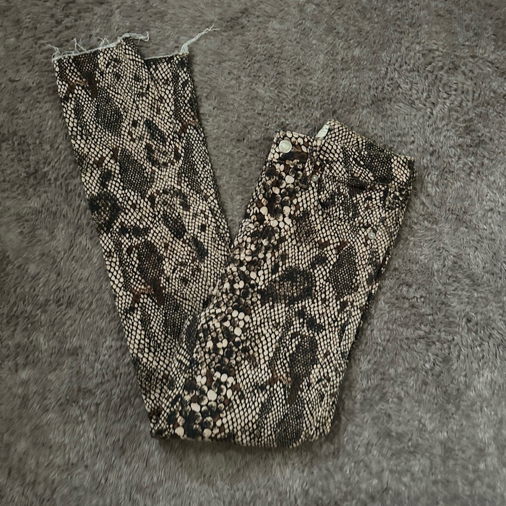 We The Free Snake Print Skinny Jeans - Black and Cream